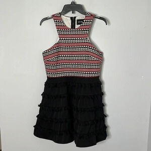 Do + Be High Halter Geometric Pom Pom Dress